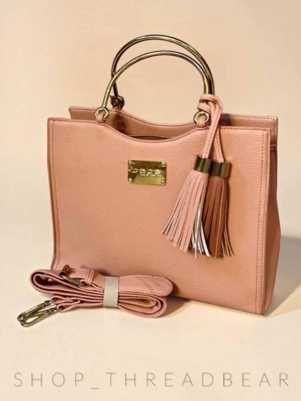 NWT [bebe] BAG | Pink Vegan Leather Convertible Handbag | Purse + Fringe Tassels
